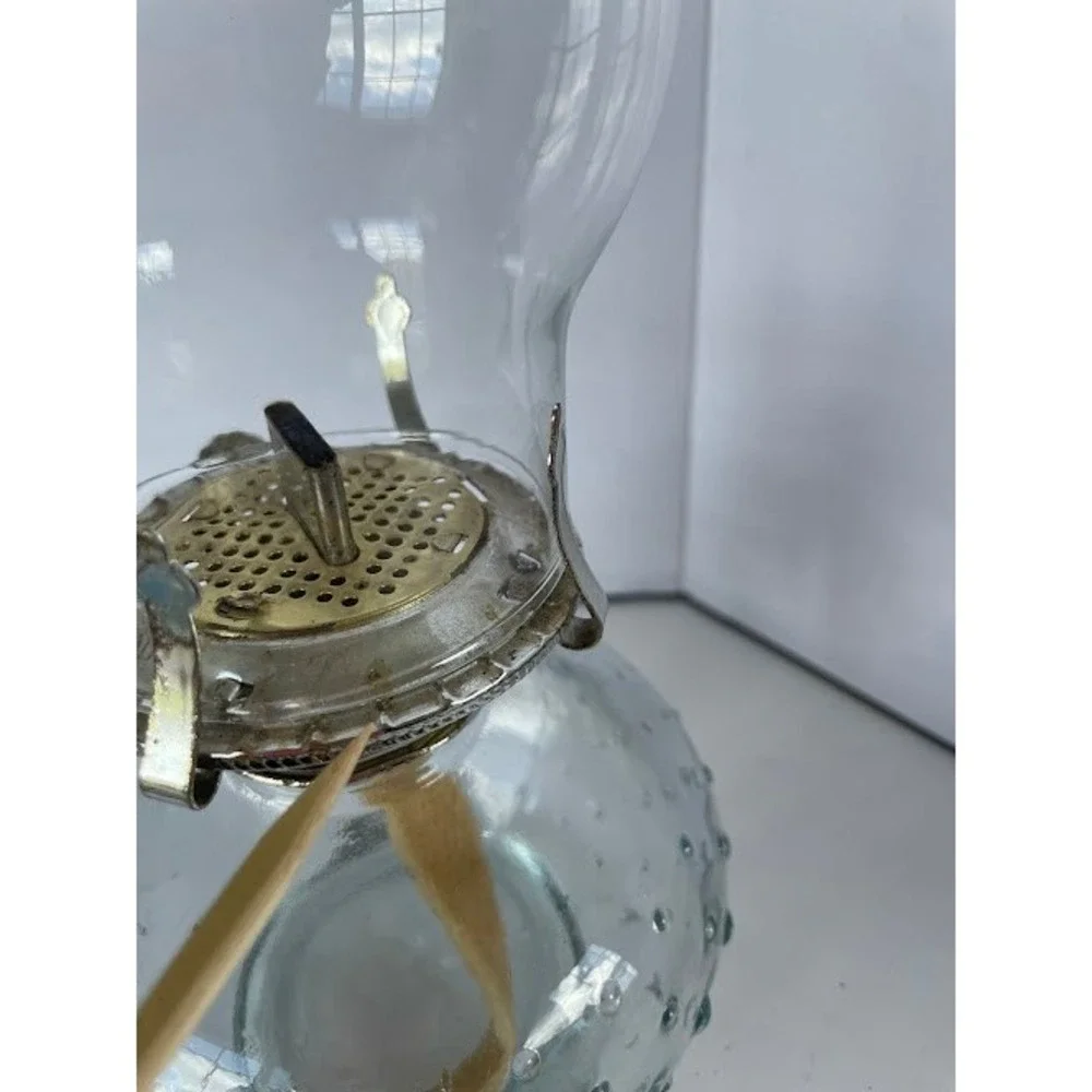 Vintage Lamplight Farms Hobnail Glass Oil Lamp‎ Kerosene Lantern Clear Hurricane